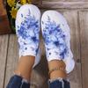 Flower Print Platfrom Sneakers Women Soft Sole Breathable Mesh Casual Shoes Woman Plus Size 43 Slip-On Non-Slip Running Shoes