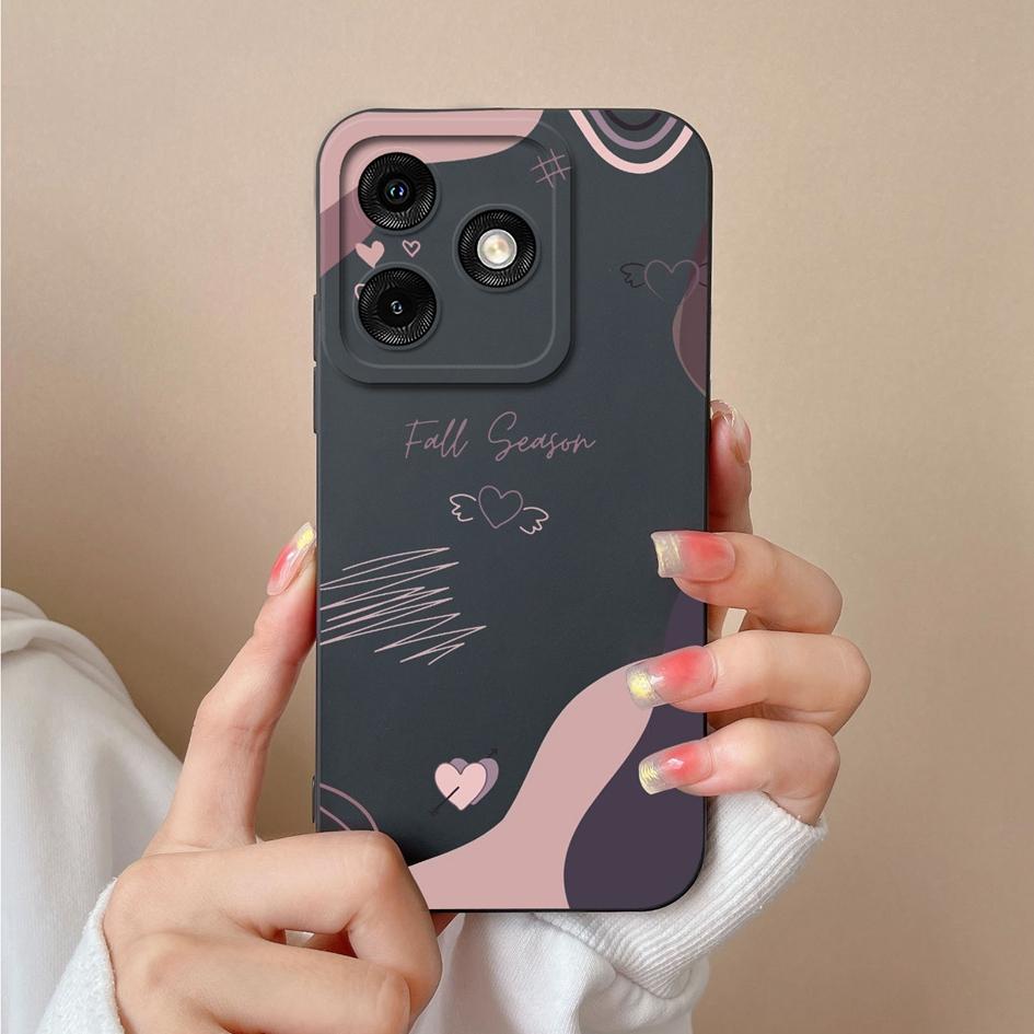 Для Itel P55 A50 Tecno Pova 6 Neo Infinix Note 40 Smart 8 Pro чехлы для телефонов жидкий силикон матовый роскошный Love Heart противоударные задние крышки корпус