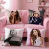 Подушка с изображением певицы Арианы Гранде, плюшевая ткань, мягкая, двусторонняя печать, для дивана, теплая, зимний подарок для дома, наволочка