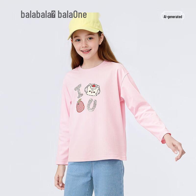 Хлопковая футболка с длинным рукавом для девочек Balabala