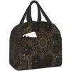 Lunch Bag for Women Luxury Oriental Mandala Royal Retro Floral Black Antique Insulated Lunch Box Cooler Tote for Work School