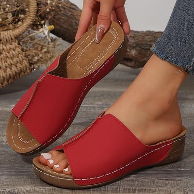 Летняя женская обувь Сандалии Открытые носки Женская обувь Слипоны Женская обувь на танкетке Пляжные женские тапочки Женская обувь