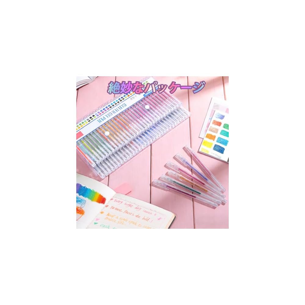 DUULEMANG 100-Color Glitter Pen Set - Water-Based Gel Pens, Pastel Colors, Gel Pens for Coloring,