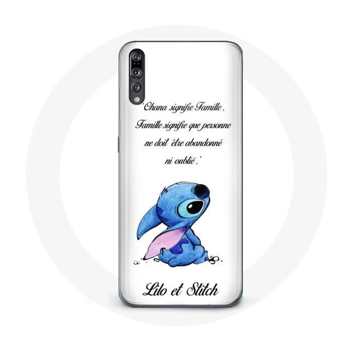 Coque - MANIACASE - Huawei p20 - Lilo et Stitch Ohana - Souple - Blanc