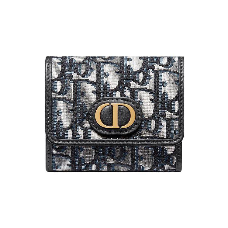 Dior 30 Montaigne Классический холщовый кошелек с косым принтом и вышивкой Женский кошелек Джинсово-синий S2057UTZQ-M928