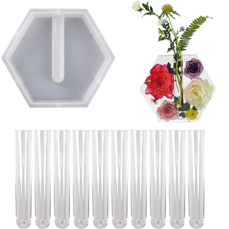 Silicone Molds Hexagonal Round Vase Tube Versatile Casting Molds For Office Home Decoration