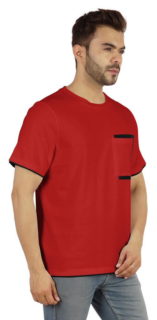 Inkmeso Мужские футболки с круглым вырезом, повседневные базовые рубашки с коротким рукавом и накладным карманом