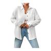 Women Casual Shirt Lapel Long Sleeve Button Down Casual Top with Patch Pocket Solid Color