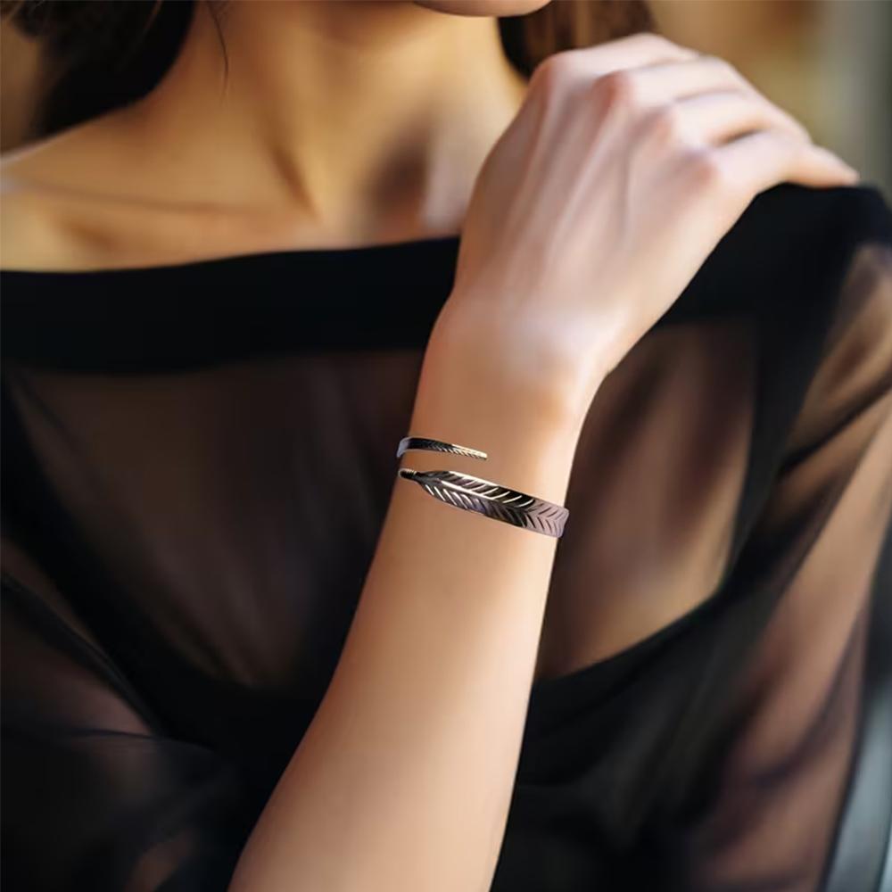 Открытое кольцо-перо Rose Gold, Регулируемое минималистичное штабелируемое кольцо для женщин