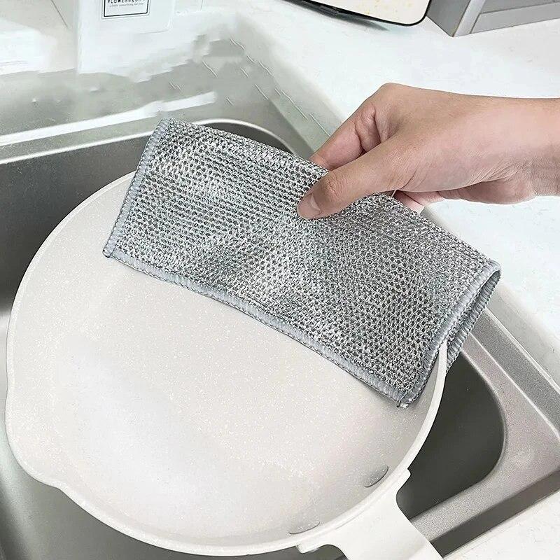 Kitchen Magic Rag for Cleaning, Metal Steel Wire, A Cleaning Rag, Two -layer, Anti -stick, Oil, Iron, A Rag for Washing Dishes, A Rag for Dishes
