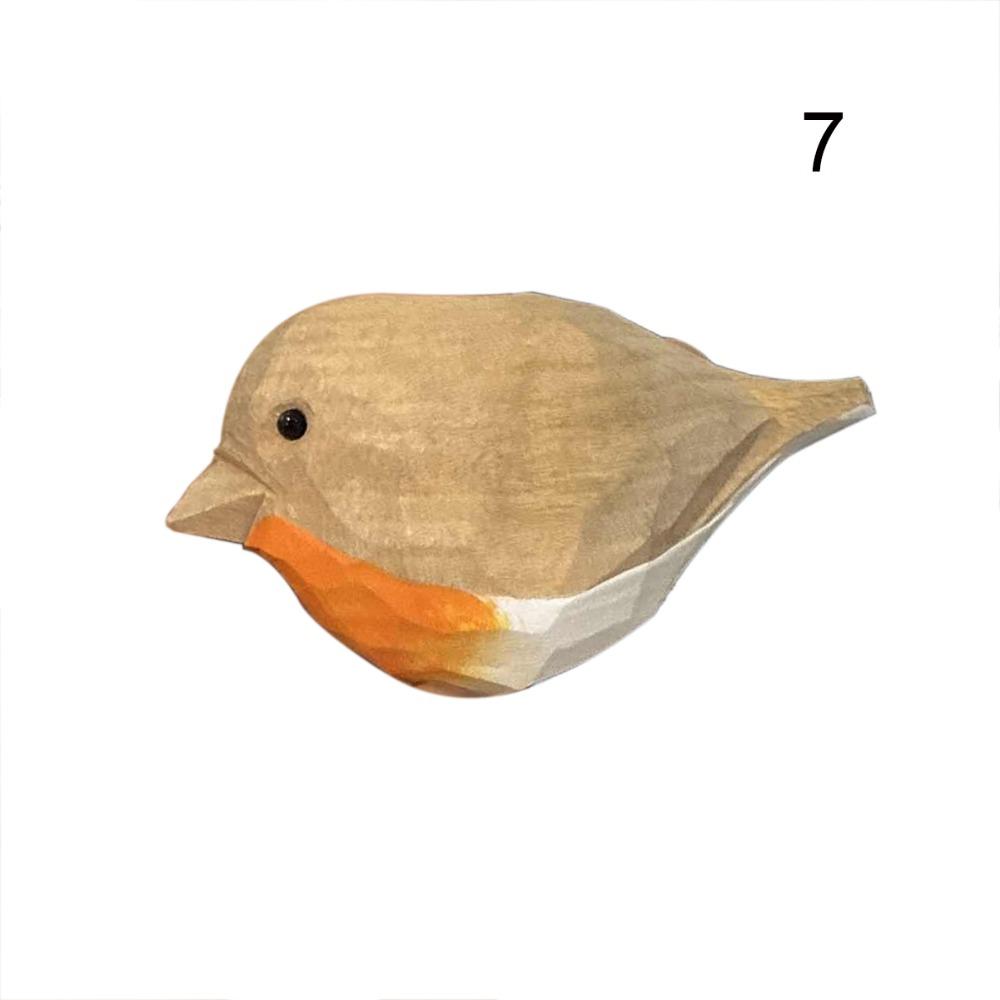 Handmade Small Bird Ornament Cute Wooden Bird Figurine Creative Wood Carving Bird Children's Toys