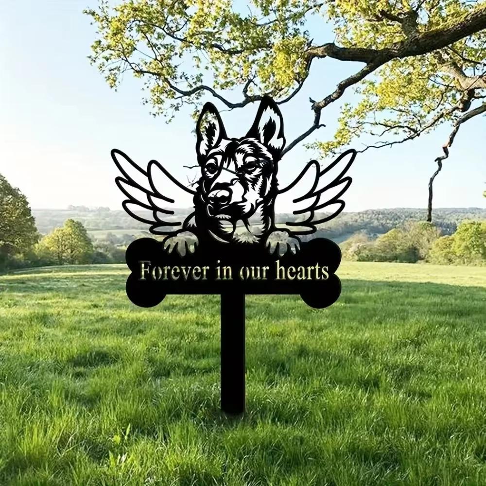 Charming 1pc Iron Art Dog Grave Marker - Memorial Stake At Christmas. Heartwarming Memorial Gifts for Losing a Pet