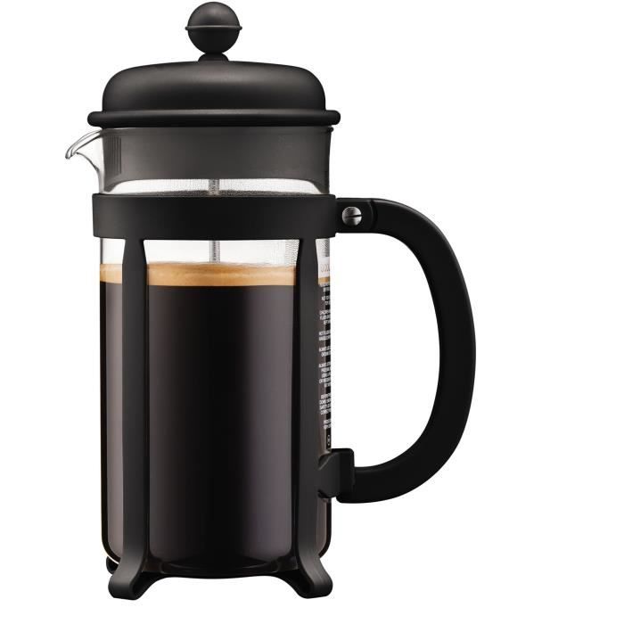 Cafetière à piston - BODUM - Java - Monture et couvercle en plastique - 8 tasses - 1 l - Noir