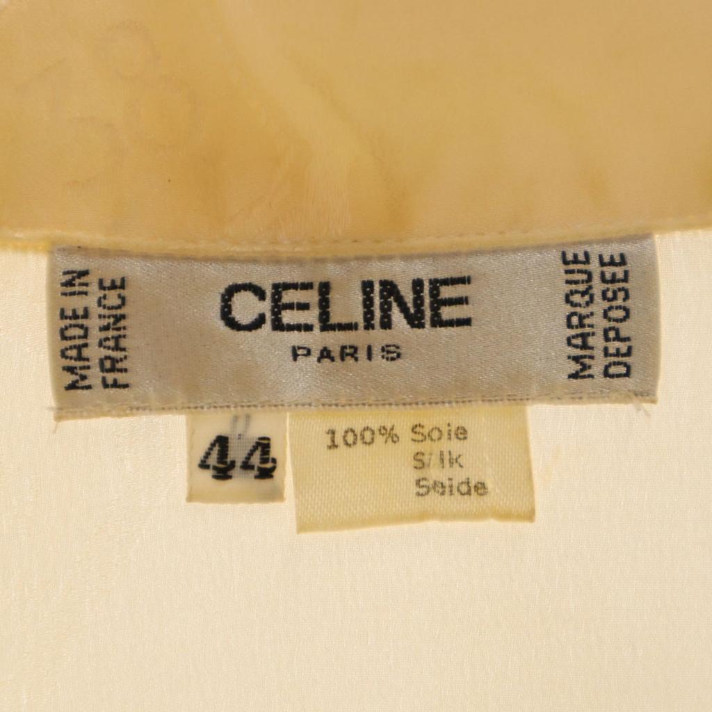 Celine 80-е 90-е Сделано во Франции Старый комбинезон ручка Длинный рукав шелковая рубашка Женская Б/У