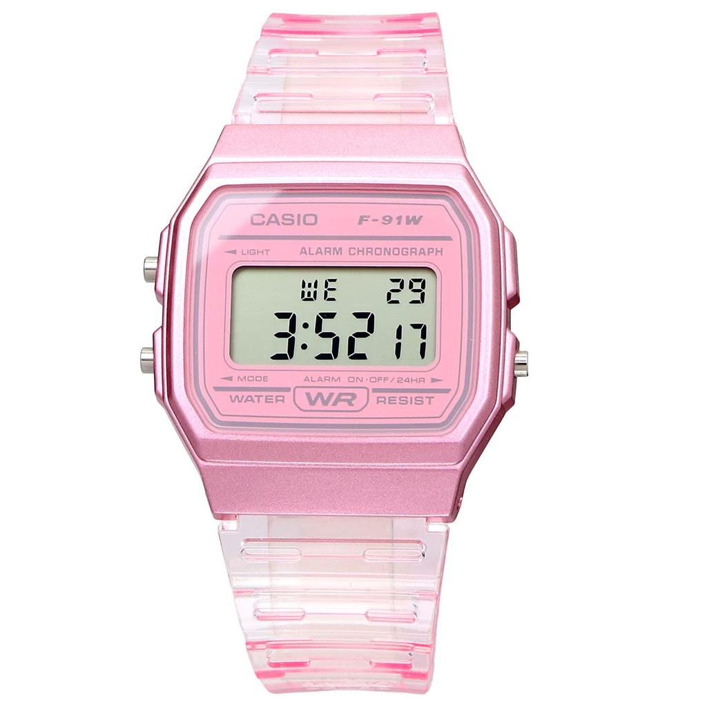 Casio Digital Quartz Unisex Watch F-91WS-4 Clear Pink Cheap Casio Parallel Import