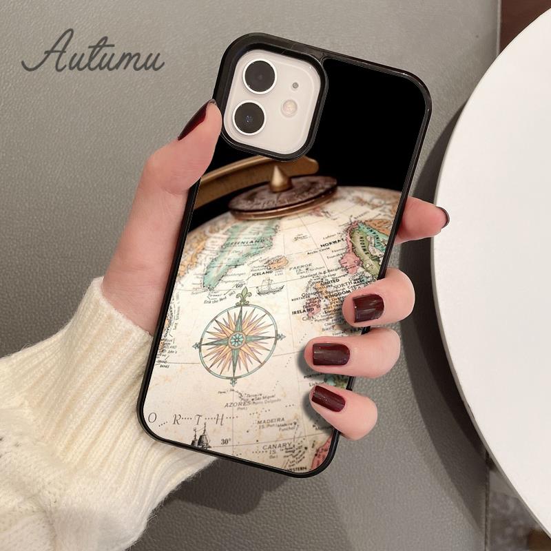 Чехол для телефона Compass Wanderlust с винтажной картой для iPhone 11 12 13 14 Pro Max mini XR XS SE 2020 7 8 Plus Galaxy S21 S22 Cover shell