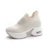 Inner Height-increasing Women's Shoes 2025 New Summer Slim Fly-woven Shoes Women's Breathable Mesh Rhinestone Thick-soled Air Cushion Mother Shoes