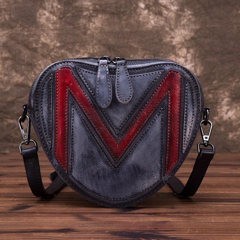 Сумочка Креативная сумка через плечо в форме сердца Ретро М слово круглая сумка ручной работы