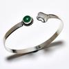 Зеленый оникс, драгоценный камень 925, посеребренный браслет-манжета ручной работы