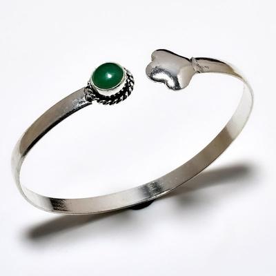 Green Onyx Gemstone 925 Silver Plated Handmade Jewelry Cuff Bangle