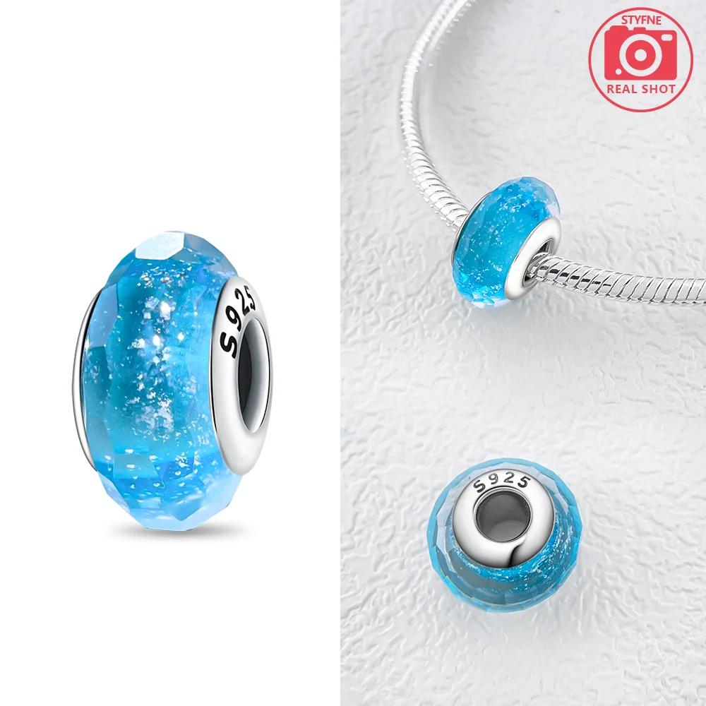 925 Silver Bracelet Women DIY Gift Murano Jewelry with Flower Blue Star Green Turtle Glass Beads