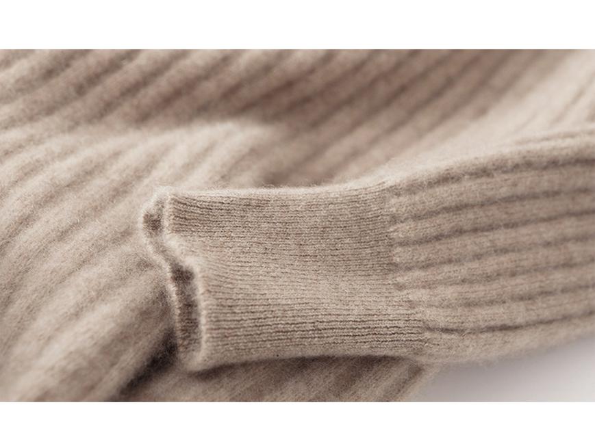 Женское очень длинное шерстяное платье - Приталенное, Круглый вырез, Осень/Зима