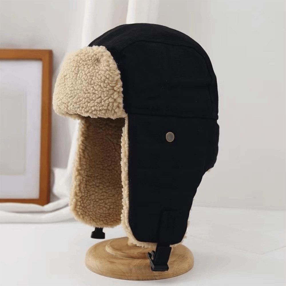 Windproof Ear Protective Hat Thickened Lei Feng Cap Simple Winter Plush Hat Men