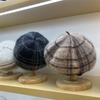 Autumn and Winter New Plaid Angora Rabbit Fur Wool Beret British Retro Painter Hat Shows Small Face