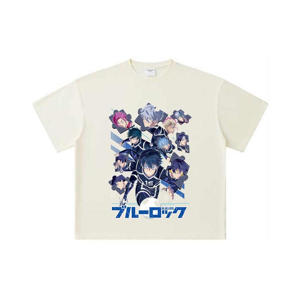 260 GSM Double Yarn 32 Count 100% Cotton Blue Lock V1 Print Unisex Heavy Cotton T Shirt