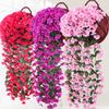1pc Fake Hanging Flowers  Artificial Violet Ivy Flowers Plant for Outside Outdoor Patio Garden Porch Wedding Home Decorations