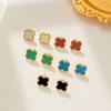 Stainless Steel Lucky Four-Leaf Clover Mother-Of-Pearl Earrings Do Not Fade Hundred High-Grade Sense Of Earrings Women's Earrings
