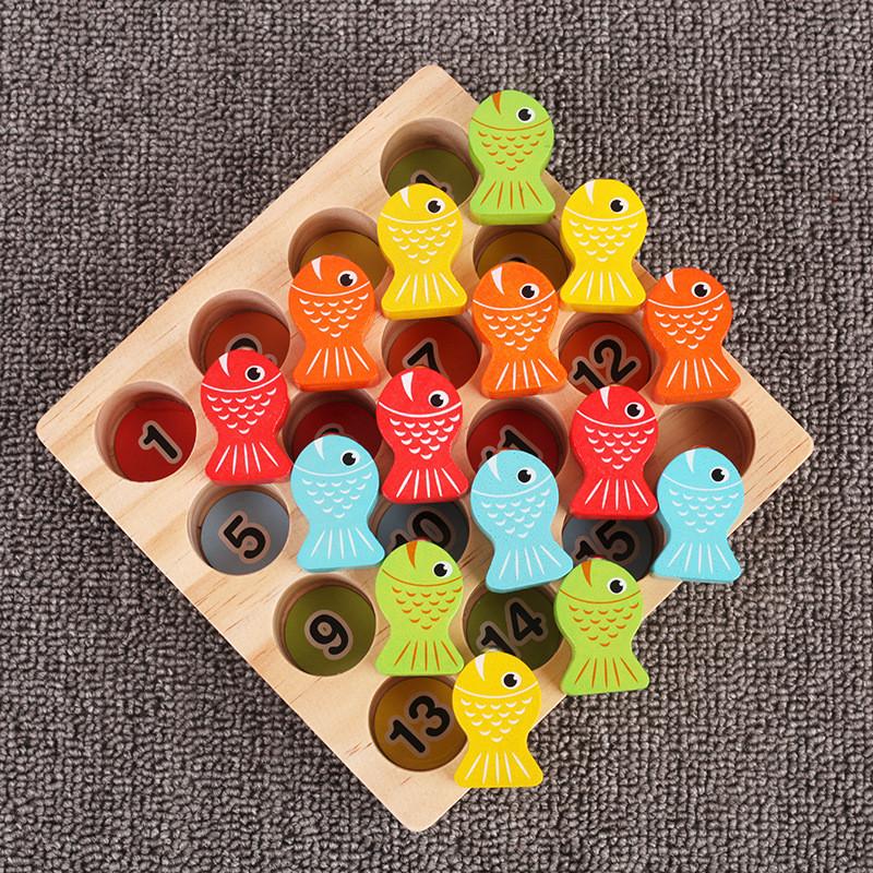 Wooden Magnetic Fishing Toy Set With Number Disks For Kids And Family Play
