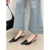 Fashion Belt Buckle Pointed Sandals Ol Tongle Silver Bag Head Rear Strap Patent Leather Women'S Shoes