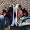 Fashion Black and Red Bread Shoes Retro Casual Shoes Couple All-match Sneakers Men and Women Sports