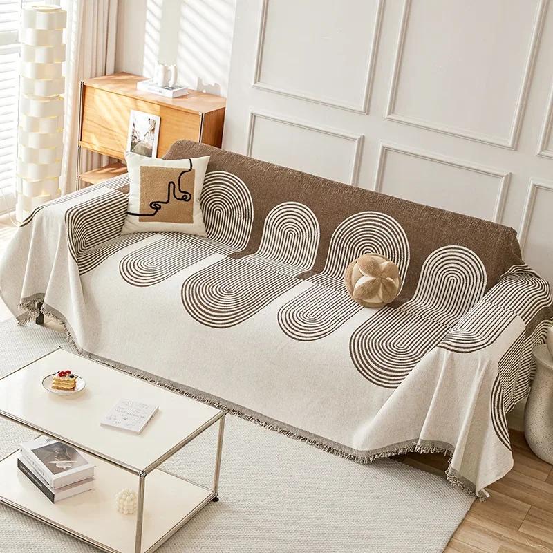 Thicken Chenille Green Sofa Cover Sofa Blanket Simple Geometrical Cushion Ins Wind Sand Hair Towel Fashion Blanket Sofa Towel
