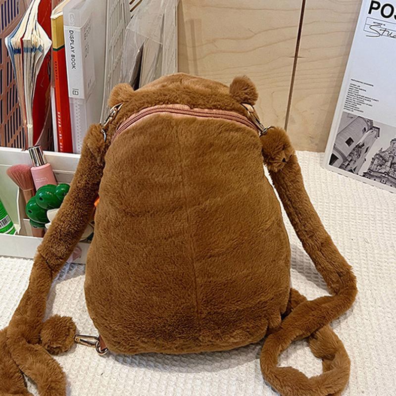 Fashionable Cute Casual Cartoon Capybara Bear Plush Backpack For Women