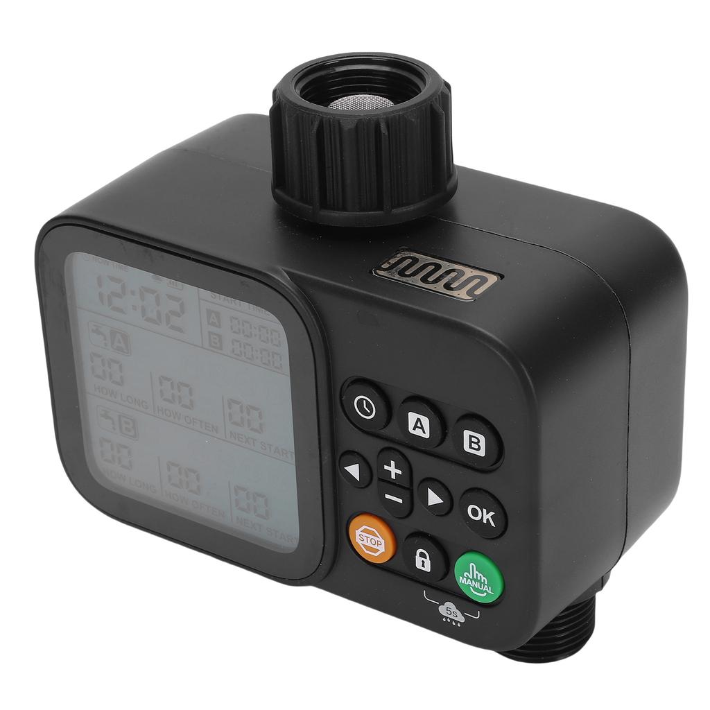 Sprinkler Timer 2 Outlet Programmable Water Timer Automatic Irrigation Controller System with Rain Delay LCD Display