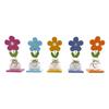 5Pcs/Set Wooden Flower Ornament with Base Boho Farmhouse Rustic 3D Colorful Flower Wood Table Sign Centerpiece Home Office Desktop Decoration