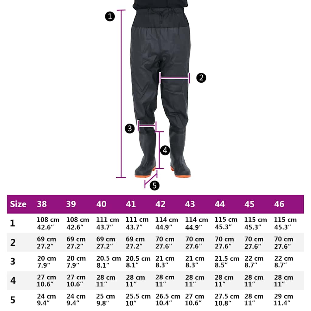 Hip Waders with Boots Black Size 41
