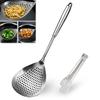 Шумовка из нержавеющей стали и зажим для пасты, шумовка, дуршлаг, многоцелевой кухонный инструмент для сервировки, процеживания