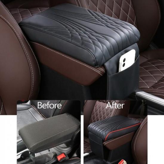 Car Armrest Cover Mat Universal PU Leather Storage Box Pad Car Styling