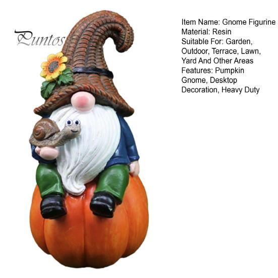 Садовая тыква Гном Фигурка держащая улитку Сидящий гном Эльф Статуэтка из смолы Скульптура для дома и улицы День благодарения Праздник урожая Осень Рабочий стол