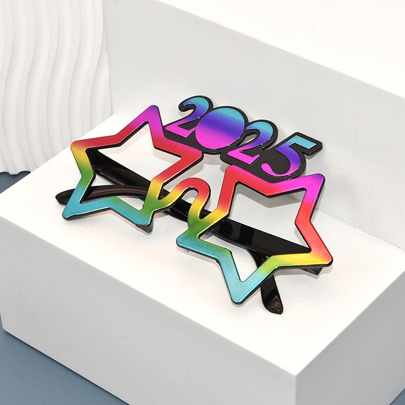 2025 Очки для вечеринки по случаю Нового года Украшения для глаз Пластиковые реквизиты Солнцезащитные очки Реквизит для фотосъемки Рождественские украшения Забавные очки