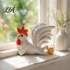 Whimsical Courtyard Statues White Rooster Statue with Enchanting Posture & Long Eyelashes, Creative Table Art Sculpture, Funny Resin Pastoral