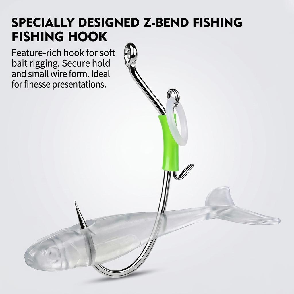 10Pcs Night Glow Shrimp Lure Rigs for Sea Bass Fishing High-Carbon Steel Hooks with Glow Coating