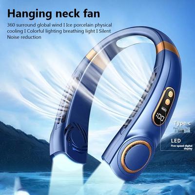 2024 Новый портативный вентилятор для улицы Halterneck, USB, бесшумный, многолопастной, мини-электрический, подвесной вентилятор на шею, потолочный вентилятор с USB-подвесом