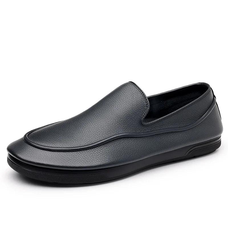 Fashion Fashion Men Flat Designer Minimalist Shoe Genuine Leather Business Dress Loafers Summer Slip On Ultra-light Driving Walking Shoe
