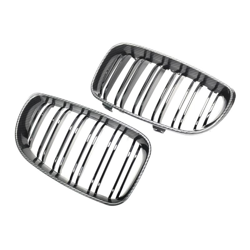 1 Pair Front Kidney Grille for 2019 51137166439 Gloss- Black Double-Line Left Right Front Grills Frame Trim