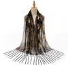 Новый длинный шарф с пайетками и кисточками для женщин, модный и универсальный, в национальном стиле, тонкий шелковый шарф