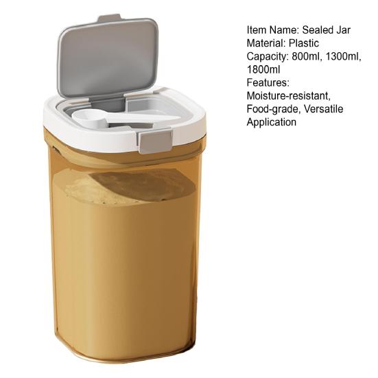 Герметичная банка для сухого молока, прозрачная банка для муки, герметичный контейнер для хлопьев с ложкой, герметичная банка для хранения продуктов для шкафа, столешницы, кладовой